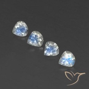 1.52 ctw White Rainbow Moonstone Gemstones, Rainbow Moonstone Gems in Pear Facet Shape for Sale.