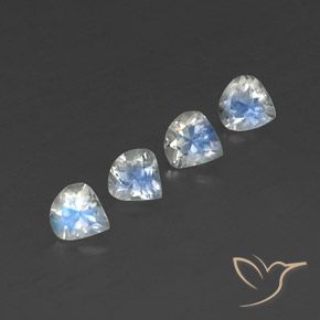 1.52 ctw White Rainbow Moonstone Stones, Natural Rainbow Moonstone in Pear Facet Shape for Sale