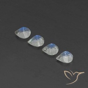 Rainbow Moonstone Gemstones in 5 x 5 mm (calibrated) Size for Sale, Rainbow Moonstone Stones in Bluish White Color