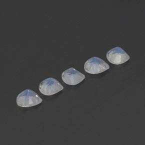 Rainbow Moonstone Gemstones in 4.6 x 4.4 mm Size for Sale, Rainbow Moonstone Stones in Bluish White Color