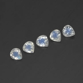 1.32 ctw White Rainbow Moonstone Gemstones, Rainbow Moonstone Gems in Pear Facet Shape for Sale.