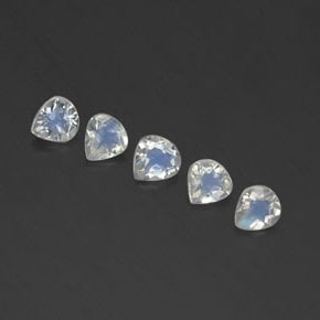 1.32 ctw White Rainbow Moonstone Stones, Natural Rainbow Moonstone in Pear Facet Shape for Sale