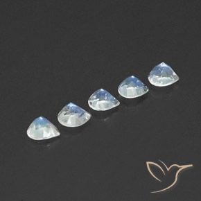 Rainbow Moonstone Gemstones in 5 x 5 mm (calibrated) Size for Sale, Rainbow Moonstone Stones in Bluish White Color