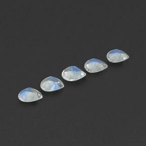 Rainbow Moonstone Gemstones in 4.9 x 4.8 mm Size for Sale, Rainbow Moonstone Stones in Bluish White Color