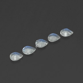 Rainbow Moonstone Gemstones in 4.8 x 4.6 mm Size for Sale, Rainbow Moonstone Stones in Bluish White Color