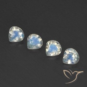 1.30 ctw White Rainbow Moonstone Stones, Natural Rainbow Moonstone in Pear Facet Shape for Sale