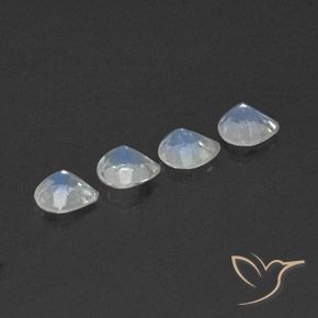 Rainbow Moonstone Gemstones in 4.9 x 4.8 mm Size for Sale, Rainbow Moonstone Stones in Bluish White Color