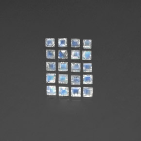 2.98 ct White Rainbow Moonstone Gemstone, Rainbow Moonstone Gem in Square Facet Shape for Sale.