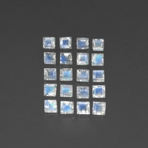 2.98 ct White Rainbow Moonstone Stone, Natural Rainbow Moonstone in Square Facet Shape for Sale