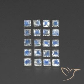 3.10 ctw White Rainbow Moonstone Stones, Natural Rainbow Moonstone in Square Facet Shape for Sale
