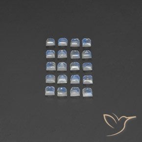Rainbow Moonstone Gemstones in 3 x 3 mm (calibrated) Size for Sale, Rainbow Moonstone Stones in Bluish White Color