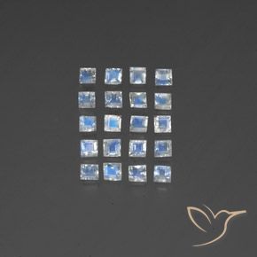 2.86ctw Natural Bluish White Rainbow Moonstone, Square, Transparent/Translucent