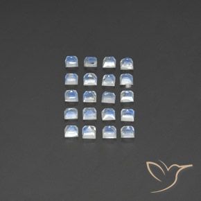 Rainbow Moonstone Gemstones in 3 x 3 mm (calibrated) Size for Sale, Rainbow Moonstone Stones in Bluish White Color