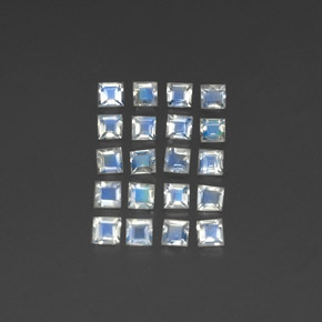 Bluish White Rainbow Moonstone Gem - 0.1ct Square Facet (ID: 350383)