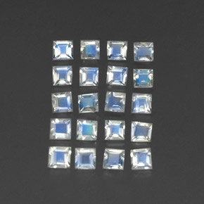 1.99 ctw White Rainbow Moonstone Stones, Natural Rainbow Moonstone in Square Facet Shape for Sale