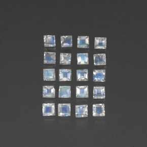 2.60 ctw White Rainbow Moonstone Gemstones, Rainbow Moonstone Gems in Square Facet Shape for Sale.