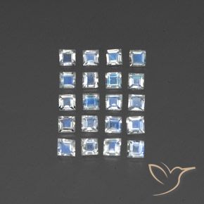 2.27ctw Natural Bluish White Rainbow Moonstone, Square, Transparent/Translucent