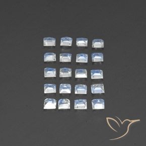 Rainbow Moonstone Gemstones in 3 x 3 mm (calibrated) Size for Sale, Rainbow Moonstone Stones in Bluish White Color