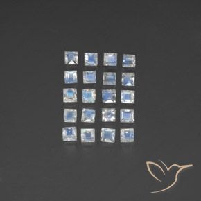 2.91ctw Natural Bluish White Rainbow Moonstone, Square, Transparent/Translucent