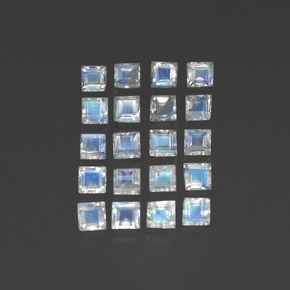 2.68 ctw White Rainbow Moonstone Stones, Natural Rainbow Moonstone in Square Facet Shape for Sale