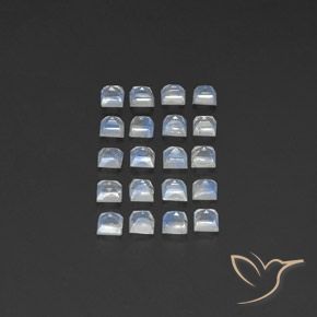 Rainbow Moonstone Gemstones in 3 x 3 mm (calibrated) Size for Sale, Rainbow Moonstone Stones in Bluish White Color