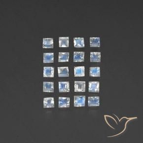 2.56ctw Natural Bluish White Rainbow Moonstone, Square, Transparent
