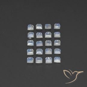Rainbow Moonstone Gemstones in 3 x 3 mm (calibrated) Size for Sale, Rainbow Moonstone Stones in Bluish White Color