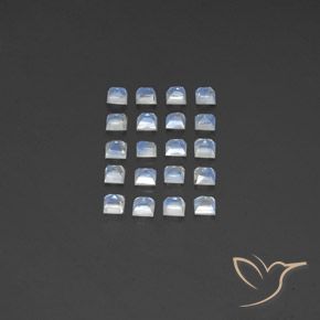Rainbow Moonstone Gemstones in 3.1 x 3 mm Size for Sale, Rainbow Moonstone Stones in Bluish White Color
