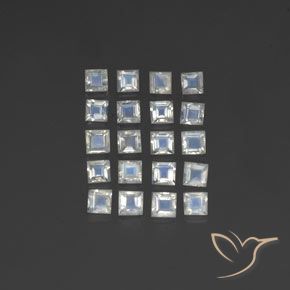 2.87ctw Natural Bluish White Rainbow Moonstone, Square, Transparent