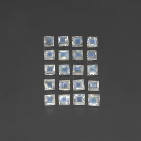 2.76 ct White Rainbow Moonstone Gemstone, Rainbow Moonstone Gem in Square Facet Shape for Sale.