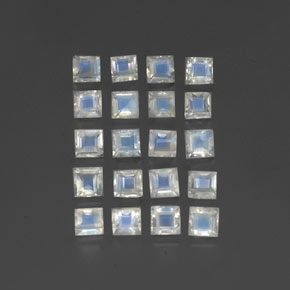 2.76 ct White Rainbow Moonstone Stone, Natural Rainbow Moonstone in Square Facet Shape for Sale