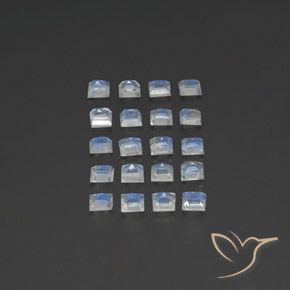 Rainbow Moonstone Gemstones in 3 x 3 mm (calibrated) Size for Sale, Rainbow Moonstone Stones in Bluish White Color
