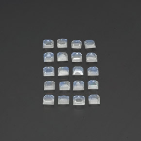 Rainbow Moonstone Gemstones in 3 x 3 mm Size for Sale, Rainbow Moonstone Stones in Bluish White Color
