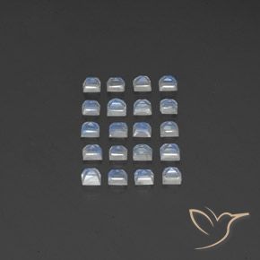 Rainbow Moonstone Gemstones in 3.2 x 3.2 mm Size for Sale, Rainbow Moonstone Stones in Bluish White Color