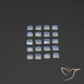 Rainbow Moonstone Gemstones in 2.9 x 2.8 mm Size for Sale, Rainbow Moonstone Stones in Bluish White Color
