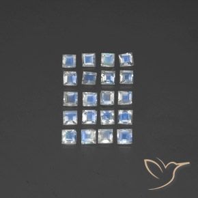 2.95ctw Natural Bluish White Rainbow Moonstone, Square, Transparent