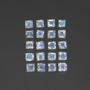 2.47 ctw White Rainbow Moonstone Stones, Natural Rainbow Moonstone in Princess-Cut Shape for Sale