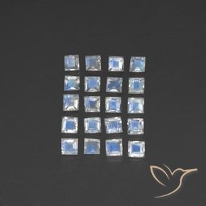 2.61ctw Natural Bluish White Rainbow Moonstone, Square, Transparent