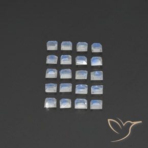 Rainbow Moonstone Gemstones in 3 x 3 mm (calibrated) Size for Sale, Rainbow Moonstone Stones in Bluish White Color
