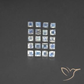 3.44ctw Natural Bluish White Rainbow Moonstone, Square, Transparent
