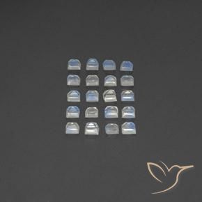 Rainbow Moonstone Gemstones in 3.2 x 3 mm Size for Sale, Rainbow Moonstone Stones in Bluish White Color