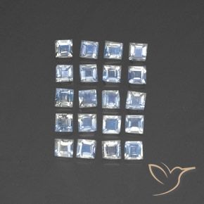 2.60 ctw White Rainbow Moonstone Stones, Natural Rainbow Moonstone in Square Facet Shape for Sale