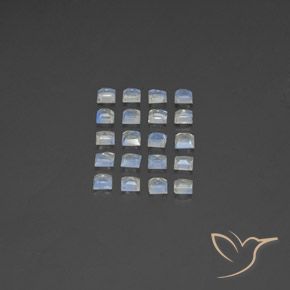 Rainbow Moonstone Gemstones in 3 x 3 mm (calibrated) Size for Sale, Rainbow Moonstone Stones in Bluish White Color