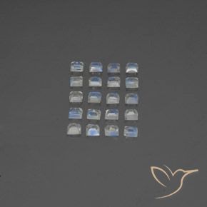 Rainbow Moonstone Gemstones in 3 x 3 mm (calibrated) Size for Sale, Rainbow Moonstone Stones in Bluish White Color