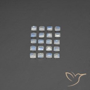 Rainbow Moonstone Gemstones in 2.9 x 2.9 mm Size for Sale, Rainbow Moonstone Stones in Bluish White Color
