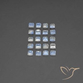 Rainbow Moonstone Gemstones in 3 x 3 mm (calibrated) Size for Sale, Rainbow Moonstone Stones in Bluish White Color