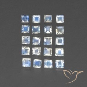 2.81 ctw White Rainbow Moonstone Stones, Natural Rainbow Moonstone in Square Facet Shape for Sale