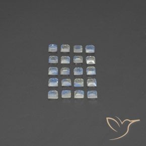 Rainbow Moonstone Gemstones in 3 x 3 mm (calibrated) Size for Sale, Rainbow Moonstone Stones in Bluish White Color