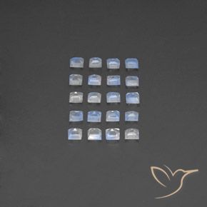 Rainbow Moonstone Gemstones in 3 x 3 mm (calibrated) Size for Sale, Rainbow Moonstone Stones in Bluish White Color