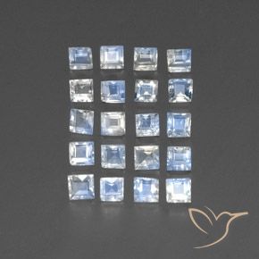 3.26 ctw White Rainbow Moonstone Stones, Natural Rainbow Moonstone in Square Facet Shape for Sale